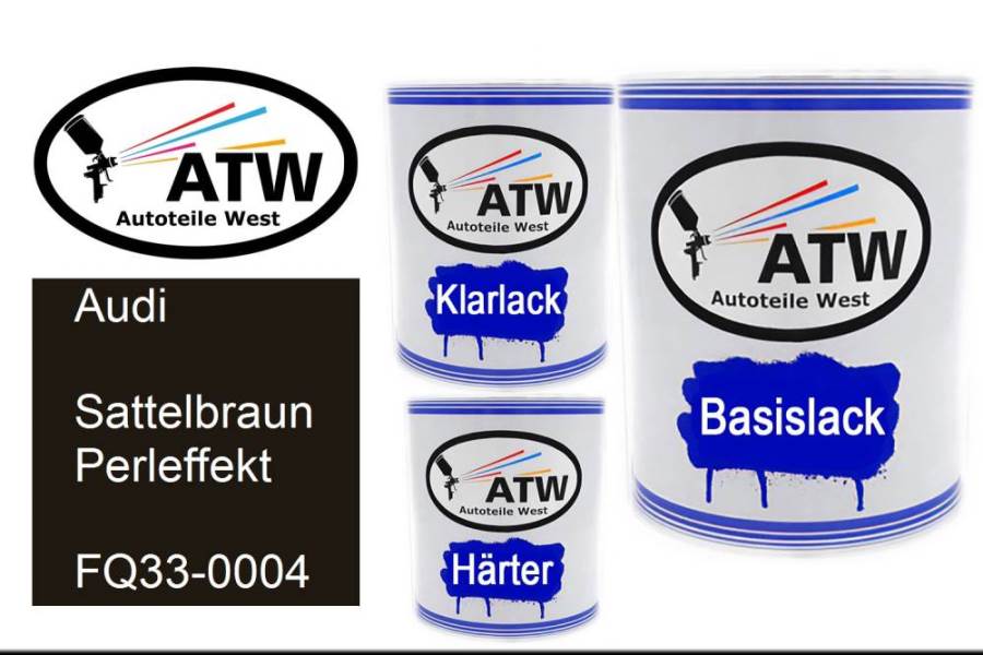 Audi, Sattelbraun Perleffekt, FQ33-0004: 1L Lackdose + 1L Klarlack + 500ml Härter - Set, von ATW Autoteile West.